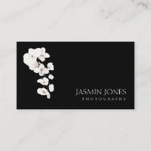 Moderne Zwart Witte Orchidee QR Code Bloem Visitekaartje (Voorkant)