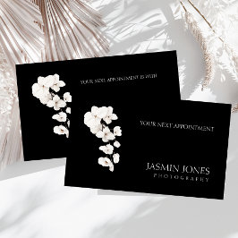 Moderne zwart-witte orchideeën bloemenbedrijf afsprakenkaartje