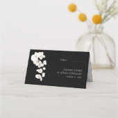 Moderne zwart witte orchideeën bloemenbruiloft plaatskaartje (Voorkant)