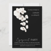 Moderne zwart-witte orchideeën verlovingsfeest kaart (Voorkant)