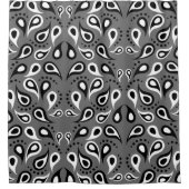 Moderne zwart-witte Paisley op grijs Douchegordijn (Voorkant)