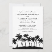 Moderne zwart witte palmboom Tropische bruiloft Kaart (Voorkant)