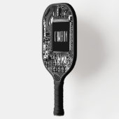 Moderne zwart-witte PCB-microchip geeky op maat ge Pickleball Paddle (Links)