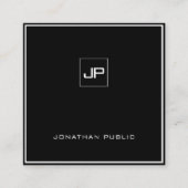 Moderne zwart-witte peulvlek vierkante visitekaartje (Voorkant)