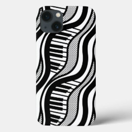 Moderne zwart witte piano Wavy Case-Mate iPhone Case