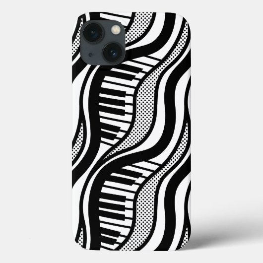 Moderne zwart witte piano Wavy Case-Mate iPhone Case (Achterkant)
