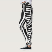 Moderne zwart witte piano Wavy Leggings (Links)