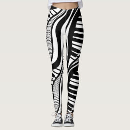 Moderne zwart witte piano Wavy Leggings