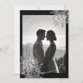 Moderne zwart witte pioenroos foto opslaan van de  kaart (Achterkant)