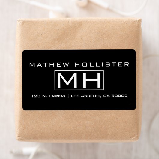 Moderne zwart-witte professionele monogrammen etiket (Insitu)