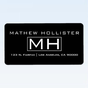 Moderne zwart-witte professionele monogrammen etiket