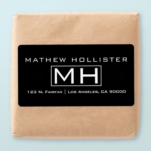 Moderne zwart-witte professionele monogrammen etiket