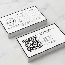 Moderne Zwart Witte QR-Code Afspraakherinnering Afsprakenkaartje