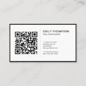 Moderne Zwart Witte QR-Code Afspraakherinnering Afsprakenkaartje (Achterkant)