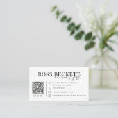 Moderne Zwart Witte QR Code Kapper Visitekaartje (Staand voorkant)