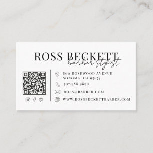 Moderne Zwart Witte QR Code Kapper Visitekaartje