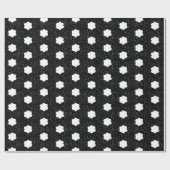 Moderne zwart-witte retro bloemen cadeaupapier (Vlak)