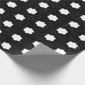 Moderne zwart-witte retro bloemen cadeaupapier (Hoek)