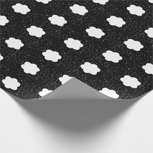 Moderne zwart-witte retro bloemen cadeaupapier (Hoek)