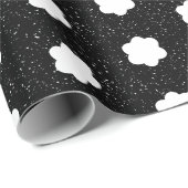 Moderne zwart-witte retro bloemen cadeaupapier (Rol Hoek)