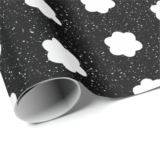 Moderne zwart-witte retro bloemen cadeaupapier (Rol Hoek)