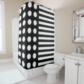 Moderne zwart-witte stippen strepen douchegordijn (In situ)