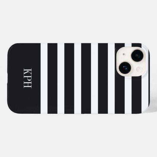 Moderne zwart-witte streep met Monogram Case-Mate iPhone Case (Achterkant (horizontaal))