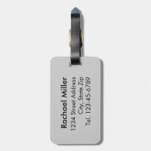 Moderne zwart-witte streep monogram bagagelabel (Achterkant verticaal)