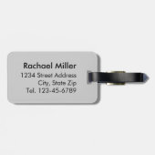 Moderne zwart-witte streep monogram bagagelabel (Achterkant horizontaal)