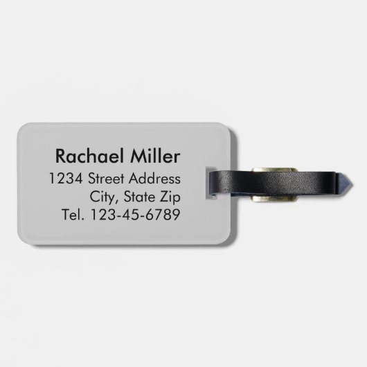 Moderne zwart-witte streep monogram bagagelabel (Achterkant horizontaal)