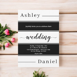 Moderne zwart-witte strepen Elegante bruiloft Kaart