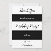 Moderne zwart-witte strepen Elegante Verjaardag Bedankkaart (Voorkant)