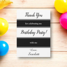 Moderne zwart-witte strepen Elegante Verjaardag