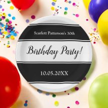 Moderne zwart-witte strepen Elegante Verjaardag