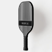 Moderne zwart-witte strepen gepersonaliseerd pickleball paddle (Links)