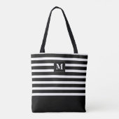 Moderne zwart-witte strepen met Monogram Tote Bag (Achterkant)