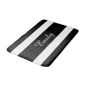 Moderne zwart-witte strepen naam badmat (Gekanteld)