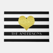 Moderne zwart-witte strepen naam deurmat (Voorkant)