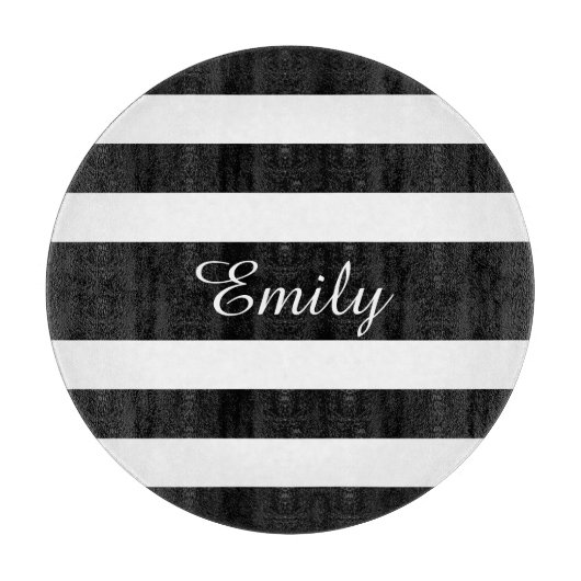Moderne zwart-witte strepen Patroonnaam Snijplank (Voorkant)