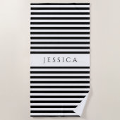 Moderne zwart-witte strepen Patroonnaam Strandlaken (Voorkant)