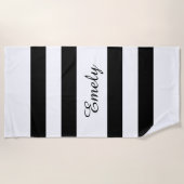 Moderne zwart-witte strepen Patroonnaam Strandlaken (Voorkant)