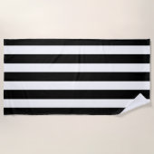 Moderne zwart-witte strepen strandlaken (Voorkant)