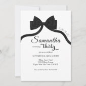 Moderne zwart-witte strik coquette 30e verjaardag kaart (Voorkant)