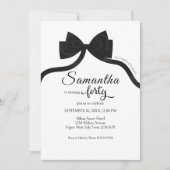 Moderne zwart-witte strik coquette 40e verjaardag kaart (Voorkant)