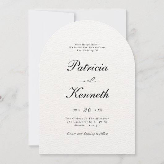 Moderne zwart-witte textuur boog QR bruiloft foto Kaart (Voorkant)