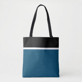 Moderne zwart witte topstrepen op donkere oceaanbl tote bag