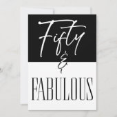 Moderne Zwart Witte Vijftig & Fabulous Verjaardag Kaart (Voorkant)