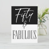 Moderne Zwart Witte Vijftig & Fabulous Verjaardag Kaart (Staand voorkant)