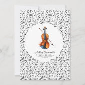 Moderne zwart-witte viool overweging kaart (Achterkant)