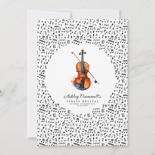 Moderne zwart-witte viool overweging kaart (Achterkant)